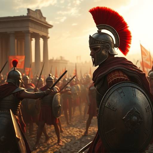 Copertina di un cortometraggio drammatico ambientato nella Roma antica, con un guerriero in primo piano.
