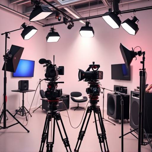 Immagine stilizzata di attrezzature per riprese video in uno studio moderno