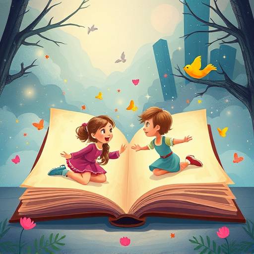 Un libro che si apre mostrando illustrazioni animate che prendono vita